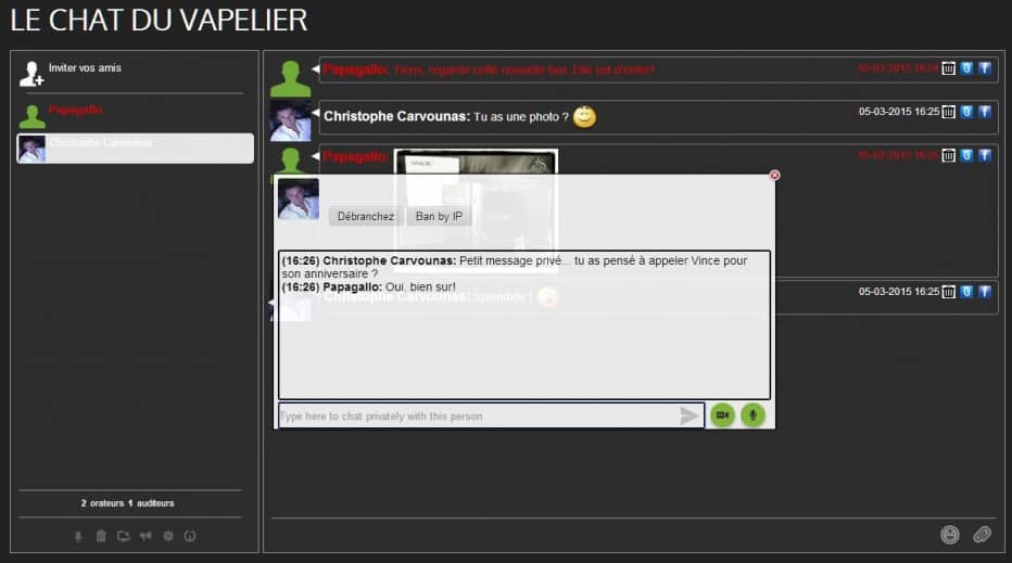 Message privé - Chat - Vapelier