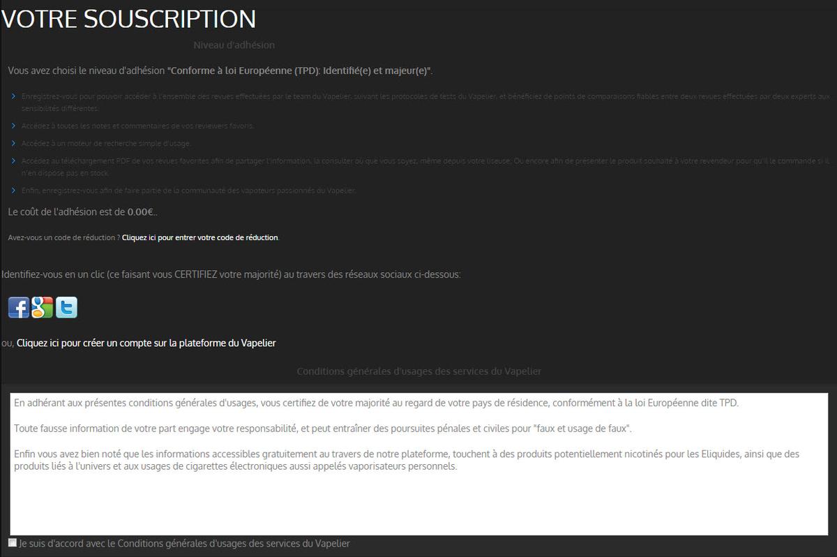 Formulaire d'enregistrement