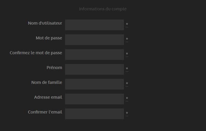 Création d'un compte local
