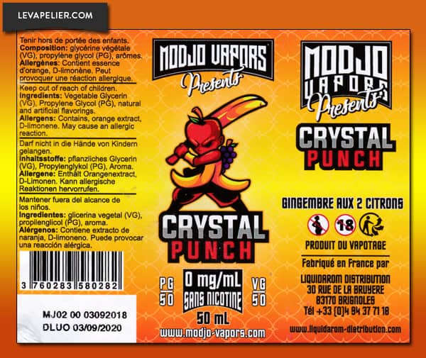 Crystal Punch (Gamme Modjo Vapors) par Liquidarom - 1