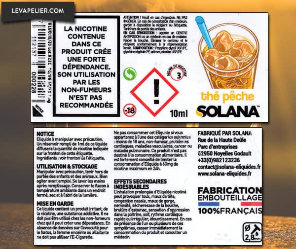 Thé Pêche (Gamme Prêt à Vaper 10ml) par Solana - 1
