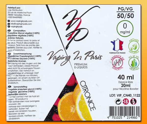 Citronice (Collection Les Fruités) par Vaping In Paris - 1